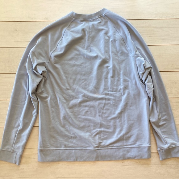 Lululemon Men City Sweat Crew Sweatshirt Sz L Linen Blue Side ZIP Hidden Pocket - Picture 5 of 13